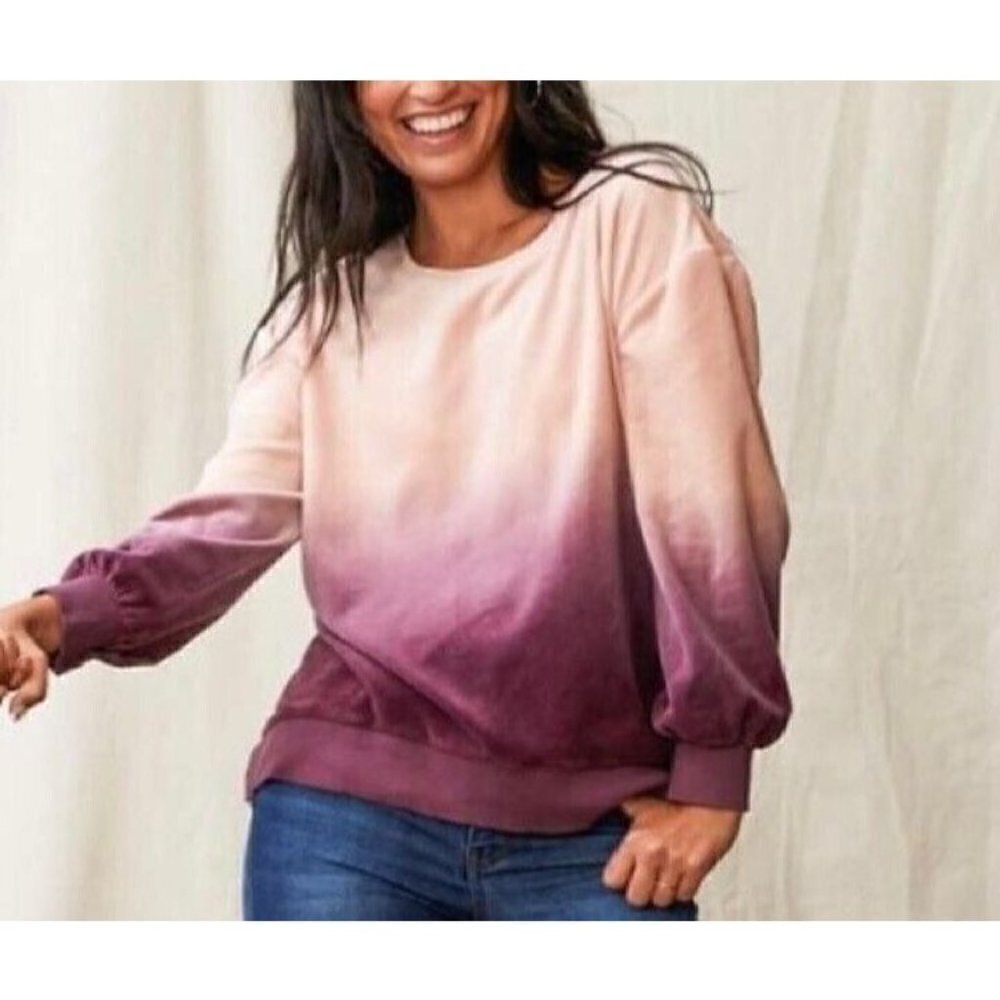 Matilda Jane Sweater Womens Medium Just Imagine Dip Dye Velour Sweatshirt Boho